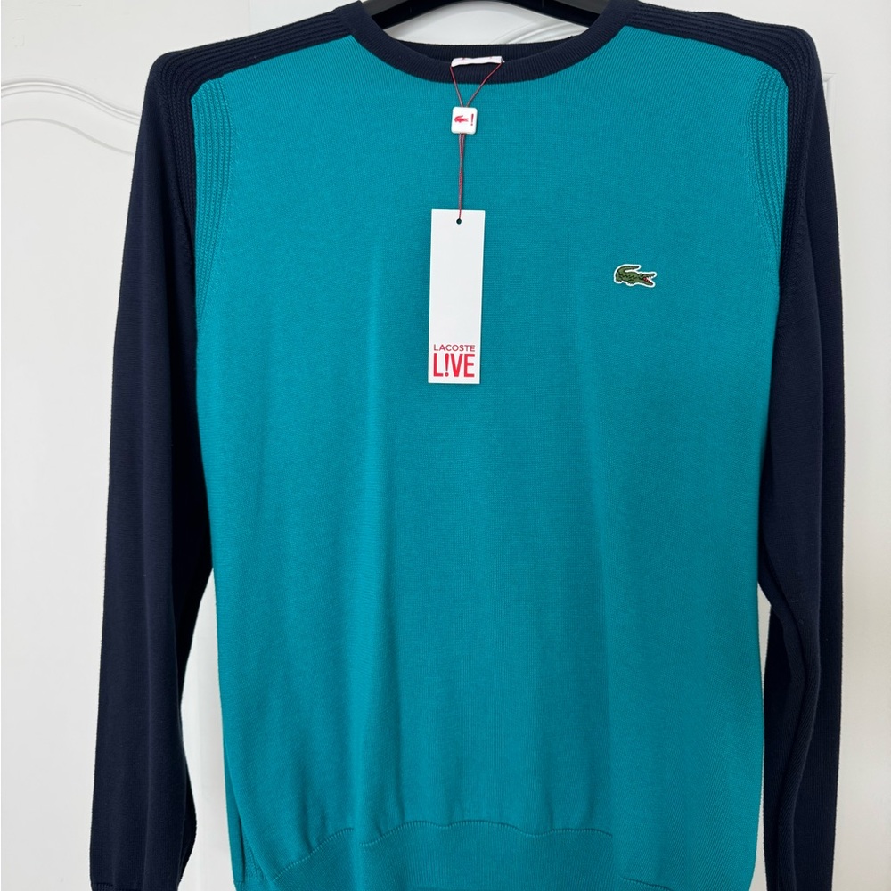 Lacoste Men's Teal and Navy Sweater